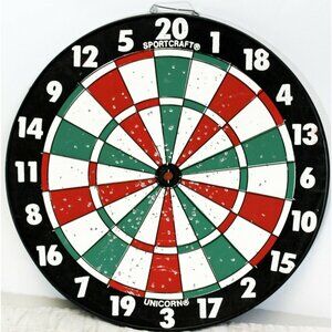 Sportcraft Unicorn Dart Board 2 Sided 17" Diameter Metal Center Ring 1/2" Thick